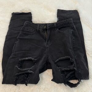 Black Wide and Ripped Jeans